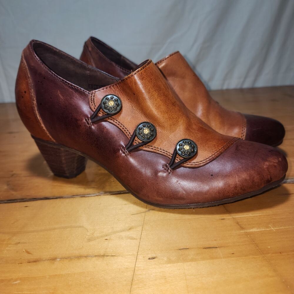 L'Artiste Green Tea Leather Oxfords - Size 40/9